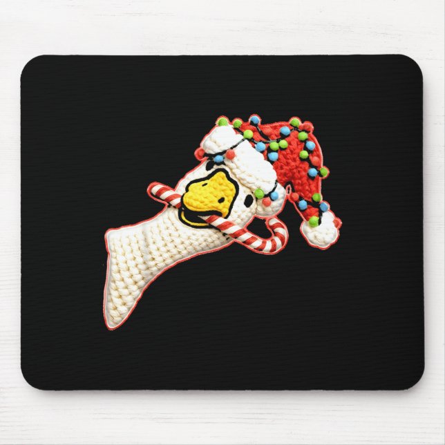 Latch Hook Faux Yarn Funny Goose Christmas Crochet Mouse Mat (Front)