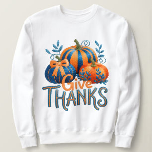 Latch Hook Yarn Crochet Give Thanks  Sweatshirt