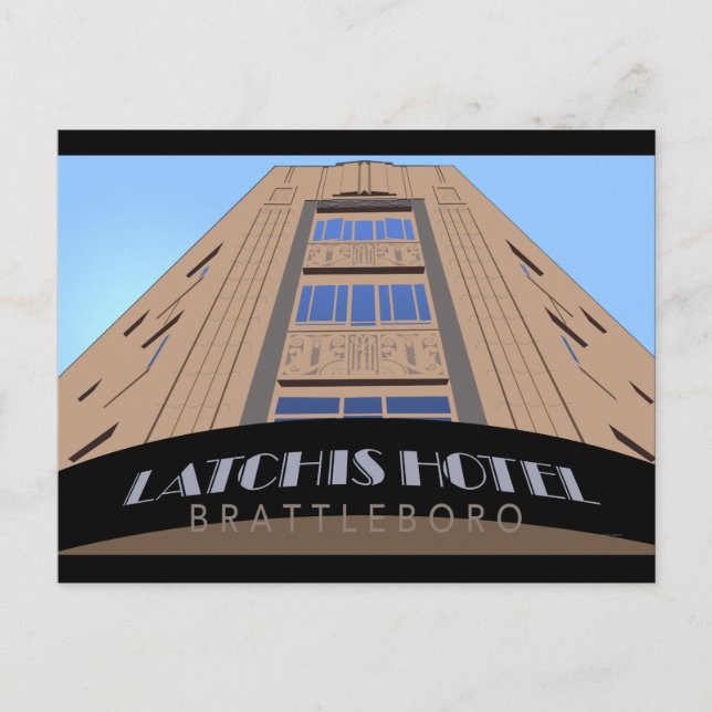 Latchis Hotel Retro Travel Poster Postcard (Front)