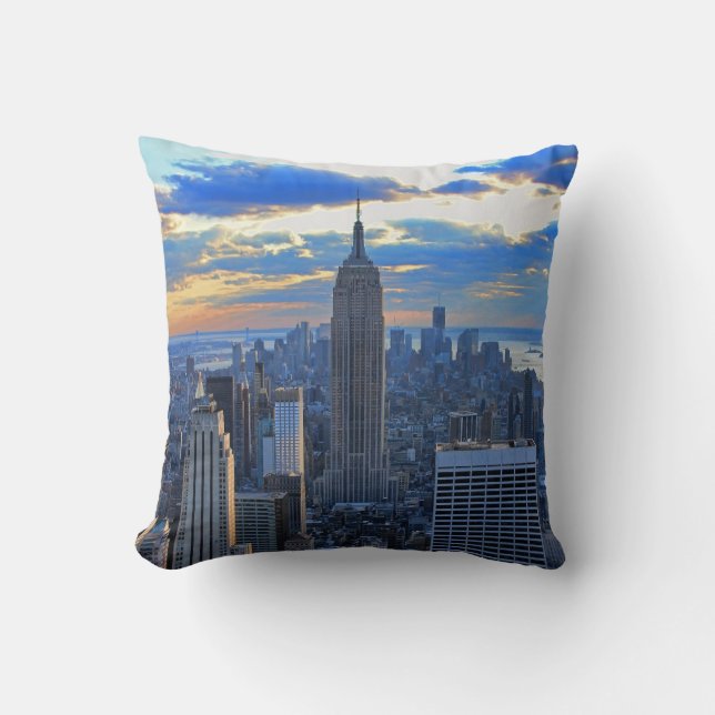 Late afternoon NYC Skyline as sunset approaches Cushion (Front)