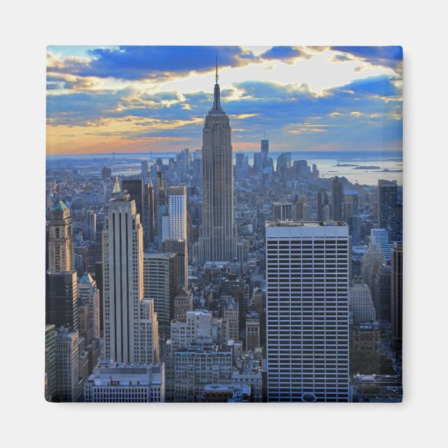 Late afternoon NYC Skyline as sunset approaches Magnet (Front)