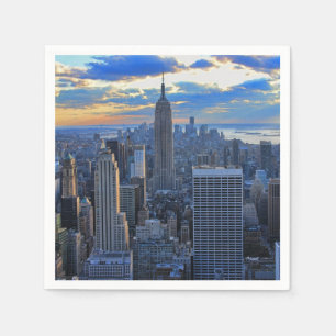 Late afternoon NYC Skyline as sunset approaches Napkin