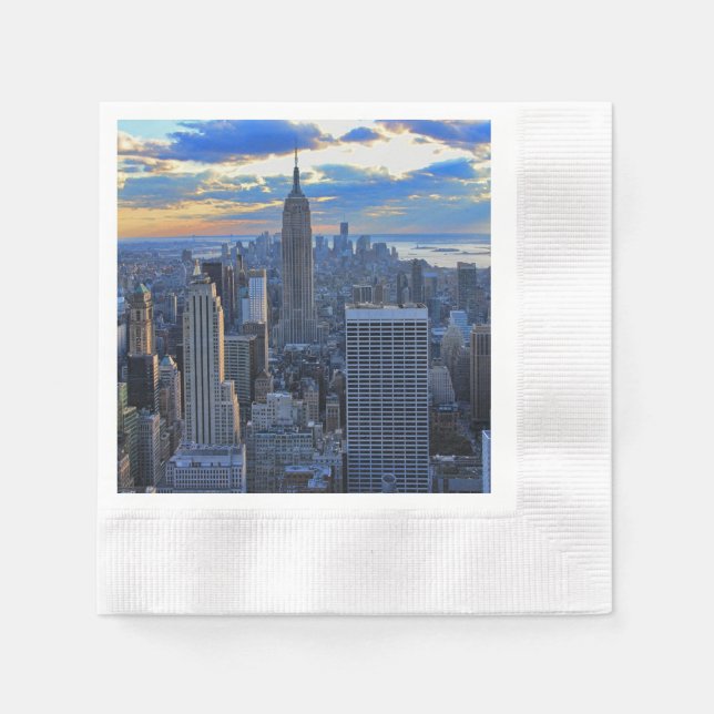 Late afternoon NYC Skyline as sunset approaches Napkin (Front)