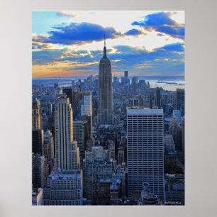 Late afternoon NYC Skyline as sunset approaches Poster