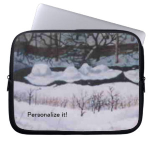 Late evening snow on a wild mountain trout stream laptop sleeve