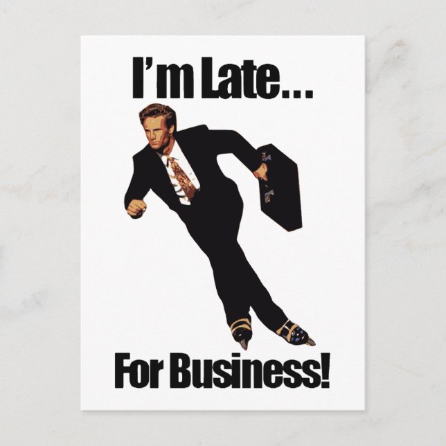 Late For Business Rollerblade Skater Meme Postcard (Front)