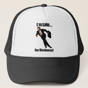 Late For Business Rollerblade Skater Meme Trucker Hat