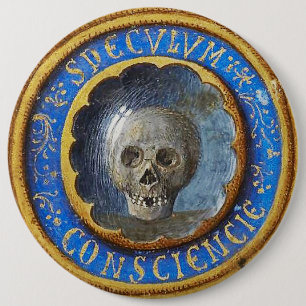 Late Mediaeval Manuscript Skull  6 Cm Round Badge