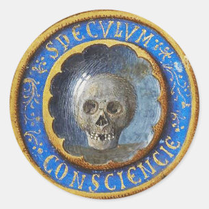 Late Mediaeval Manuscript Skull Classic Round Sticker