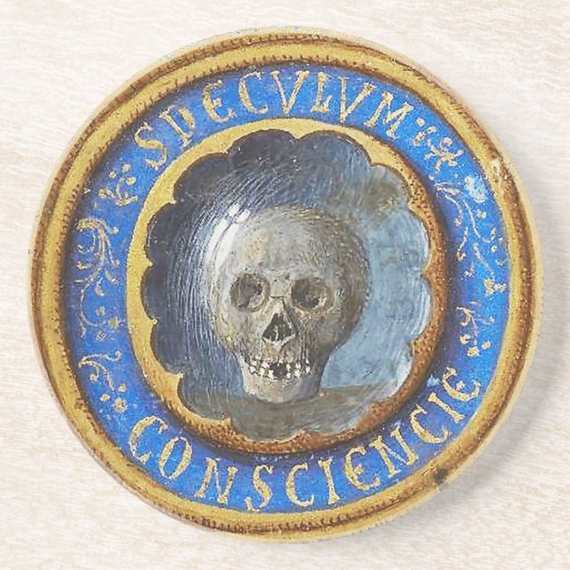 Late Mediaeval Manuscript Skull  Coaster (Front)