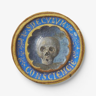 Late Mediaeval Manuscript Skull  Paper Plate