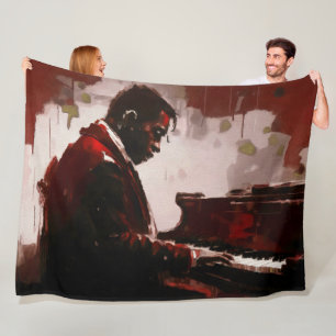 Late night bar pianist fleece blanket