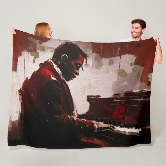 Late night bar pianist fleece blanket (In Situ)