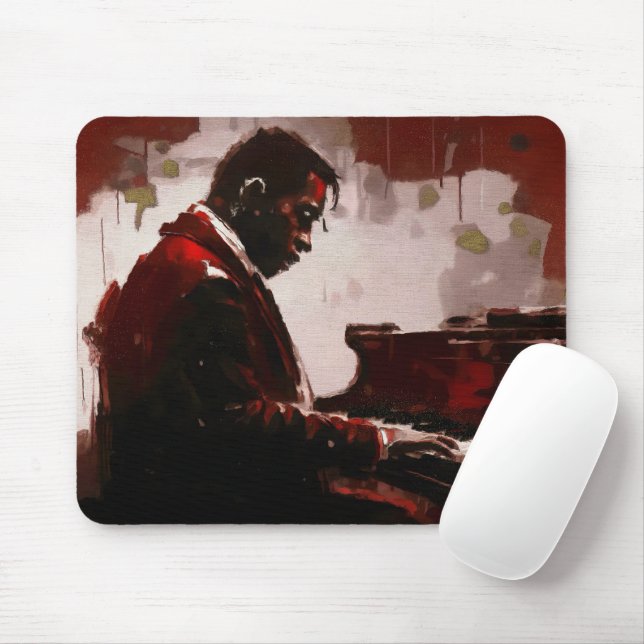 Late night bar pianist mouse mat (With Mouse)
