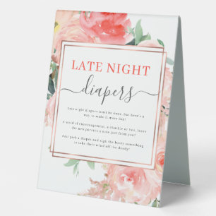 Late Night Diaper Baby Shower Game Peach Floral