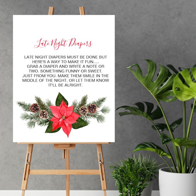 Late Night Diaper Game Winter Christmas Poinsettia Poster (Creator Uploaded)