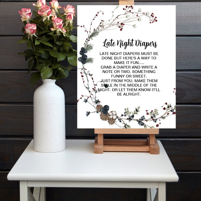 Late Night Diaper games winterberry rustic boho Poster (Creator Uploaded)