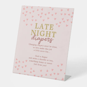 Late Night Diaper Little Sweetheart Girl Hearts Pedestal Sign