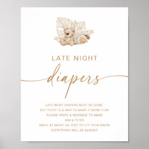Late Night Diapers Baby Shower Activity  Poster