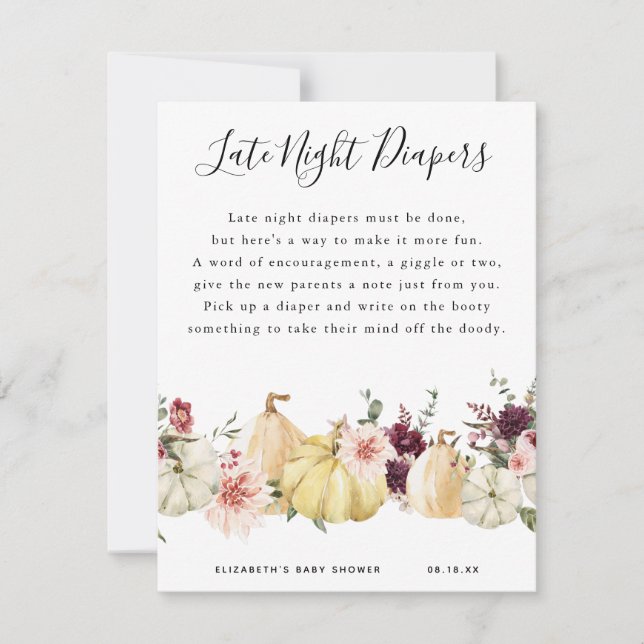 Late Night Diapers | Baby Shower Game (Front)