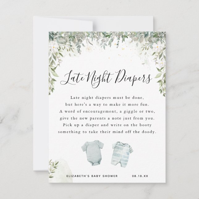 Late Night Diapers | Baby Shower Game (Front)