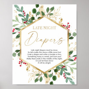 Late night diapers baby shower game Christmas Poster