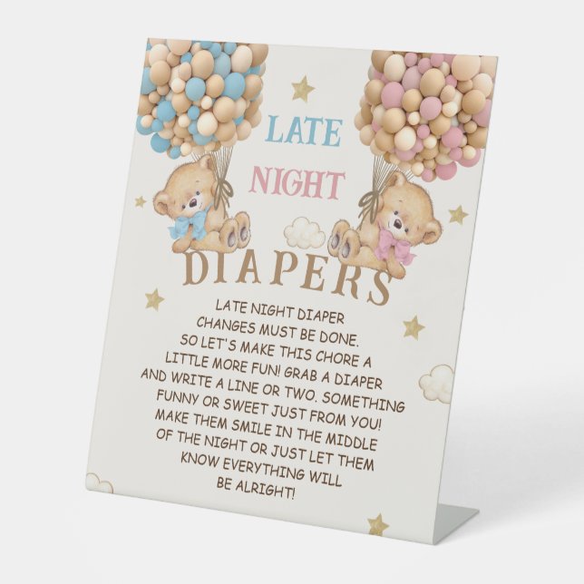 Late Night Diapers Baby Shower Game Sign  (Front)