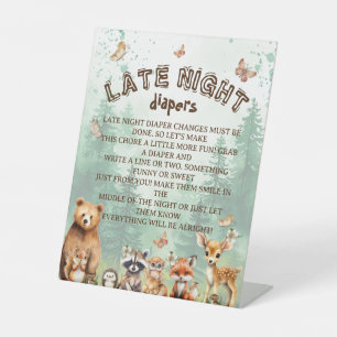 Late Night Diapers Baby Shower Game Sign