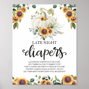 Late Night Diapers Baby Shower Game Sign