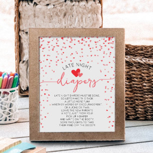 Late Night Diapers Baby Shower Sign Digital Print