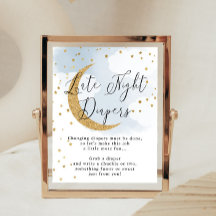 Late Night Diapers Blue Gold Moon Baby Shower Game