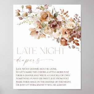 Late night diapers boho fall autumn floral  poster
