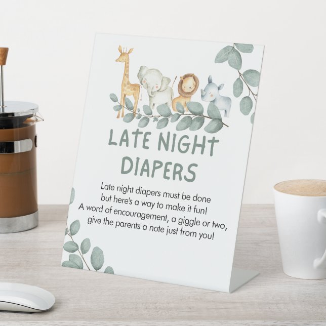 Late Night Diapers Boy Sign Baby Shower Invite (In SItu)