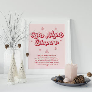  Late Night Diapers Christmas Baby Shower Game Poster