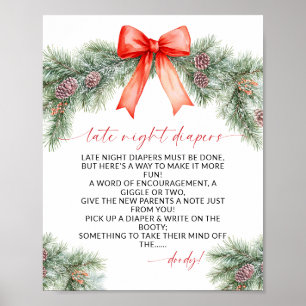 Late Night Diapers Christmas Baby Shower Poster