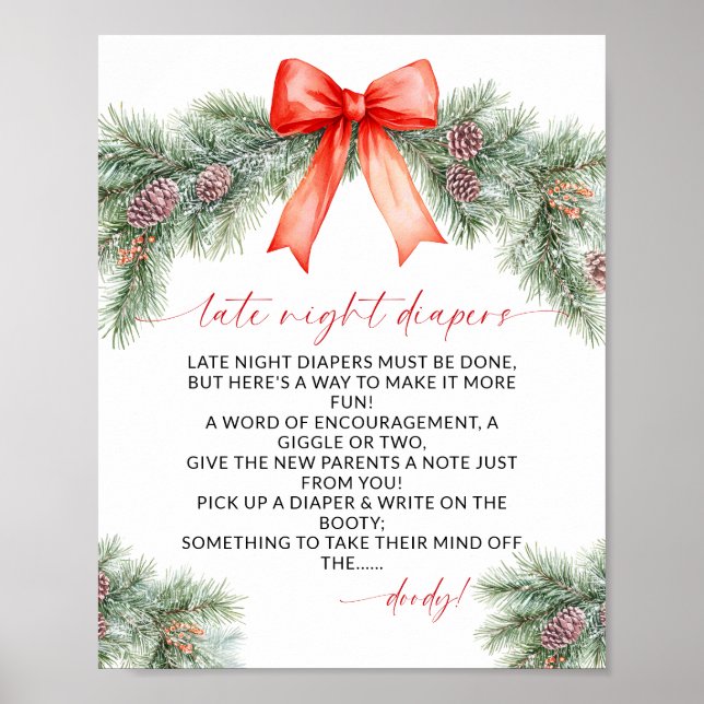 Late Night Diapers Christmas Baby Shower Poster (Front)