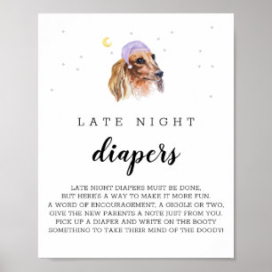 Late Night Diapers Dachshund Watercolor Sign