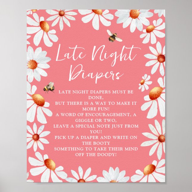 Late Night Diapers Daisies & Bumblebee Poster (Front)