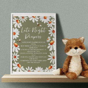 Late Night Diapers Daisies & Bumblebee Poster