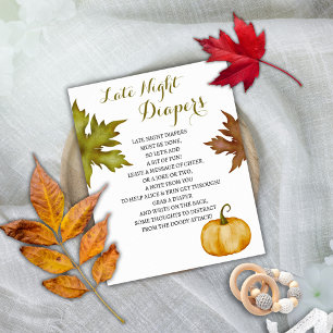 Late Night Diapers Fall Pumpkin Baby Shower Game Poster