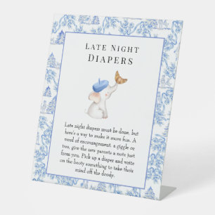 Late Night Diapers French Girl Baby Shower Pedesta Pedestal Sign