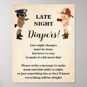 Late Night Diapers Game Little Recruit Baby Shower Poster