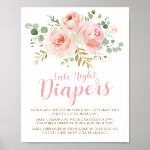 Late Night Diapers Game Sign, Baby Shower Poster