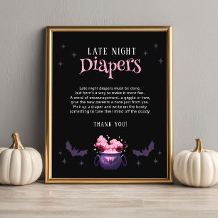  Late Night Diapers Halloween Baby Shower Game Poster