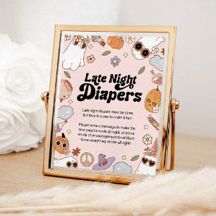 Late Night Diapers Halloween Ghost Baby Shower Poster