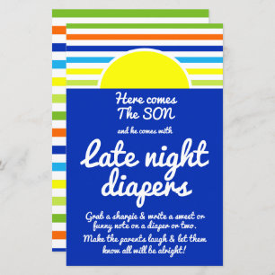 Late Night Diapers Here Comes the Son Baby Shower