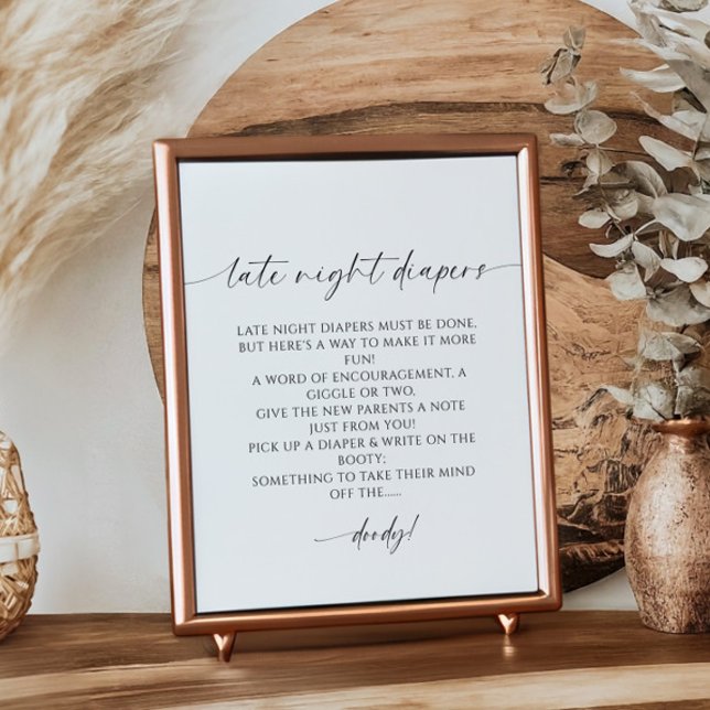 Late Night Diapers Minimalist Baby Shower Poster (Creator Uploaded)