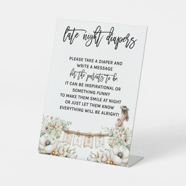 Late night diapers pedestal sign (Front)