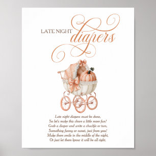 Late Night Diapers Pumpkin Fall Baby Shower Game Poster
