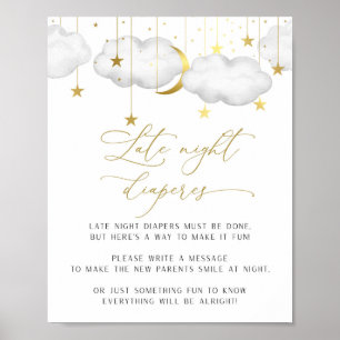 Late Night Diapers Sign, Baby Shower Game Poster